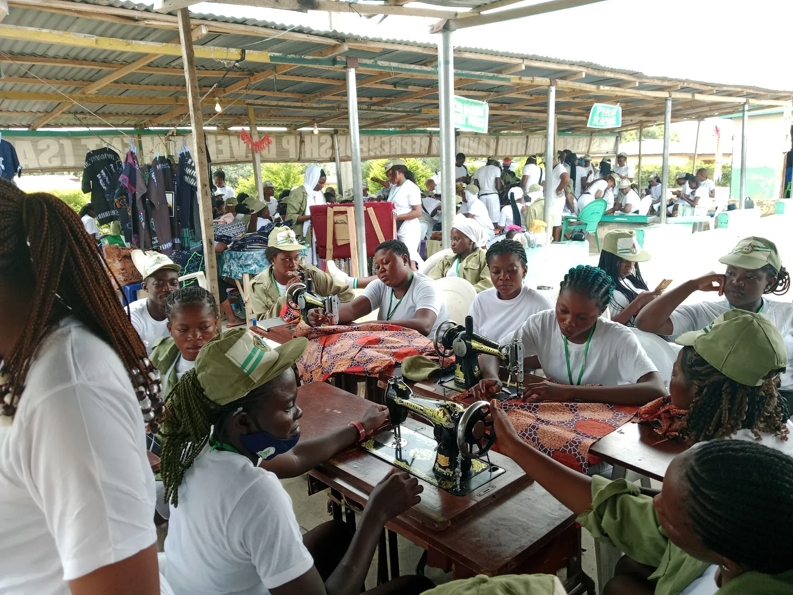 Outdoor sewing class for corps members