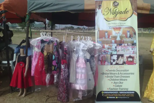 Nikjade stand with children's wear at an exhibition